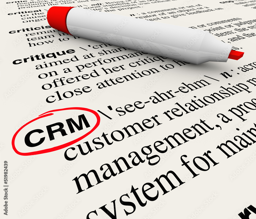 Obraz premium CRM Customer Relationship Management Dictionary Definition