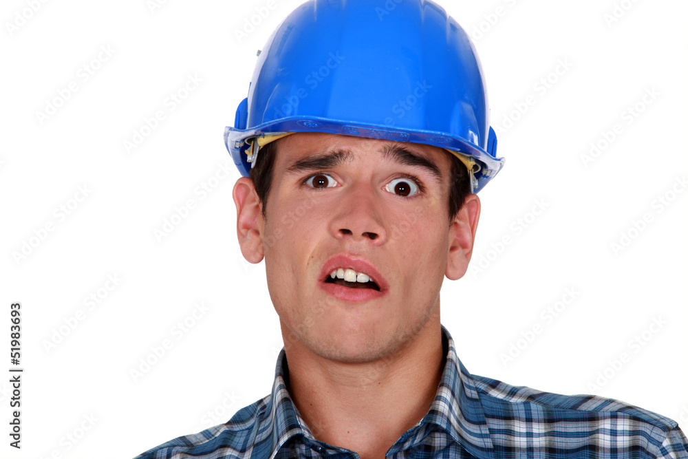 A horrified tradesman A horrified tradesman
