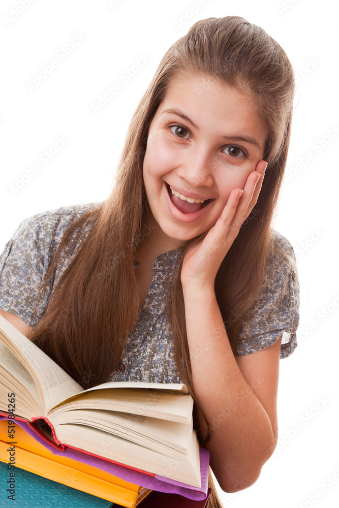 Teenager girl with books Teenager girl with books