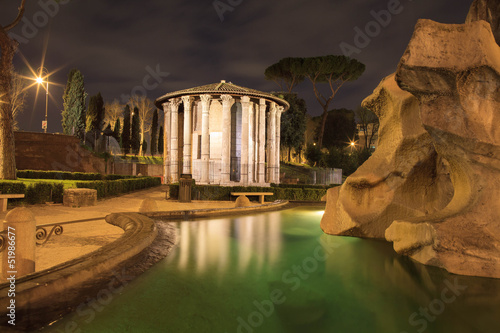 Photography Temple of Heracles by night, Rome, Italy