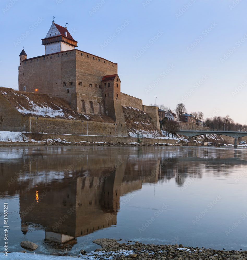 Hermann castle of Narva fortress winter landscape