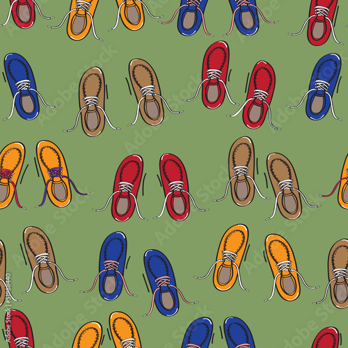 Rows of colourful casual shoes