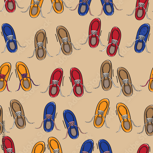 Rows of colourful casual shoes