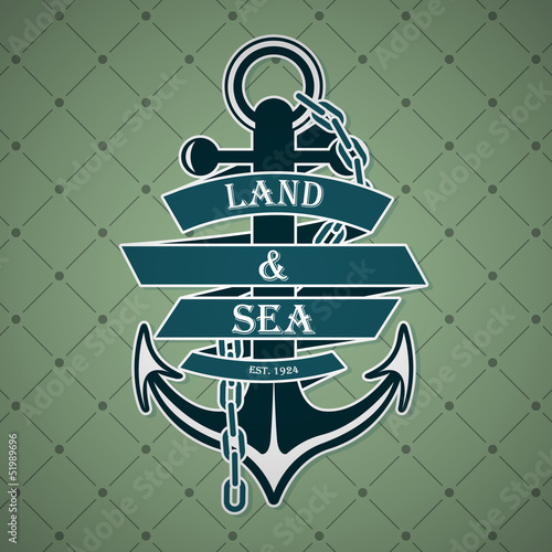 Vintage label with a nautical theme