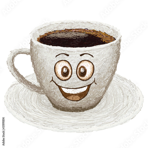 Naklejka na ścianę szczęśliwa filiżanka kawy