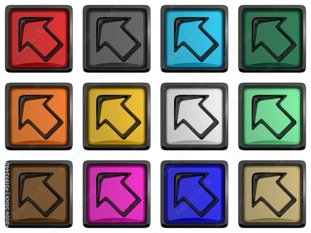 Series of icons with an arrow showing the left top direction Series of icons with an arrow showing the left top direction