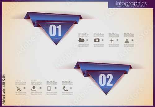 Infographic design template with paper tags.