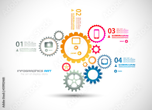 Infographic design template with gear chain.