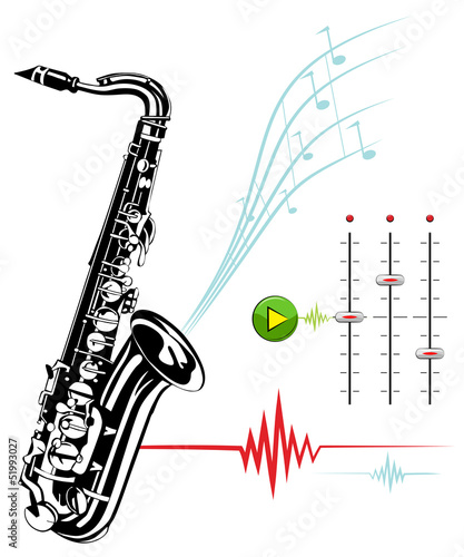 Saxophone on a white background. Recording Studio.