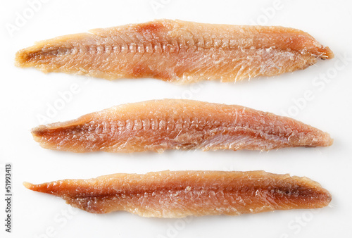 Anchovy. fillet isolated on white photo