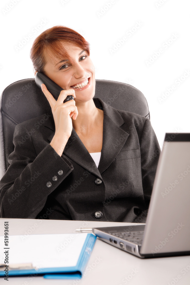 Businesswoman talking on telephone Businesswoman talking on telephone