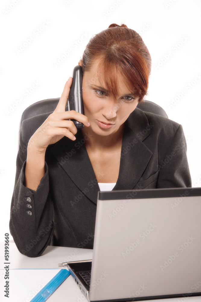 Businesswoman talking on telephone Businesswoman talking on telephone