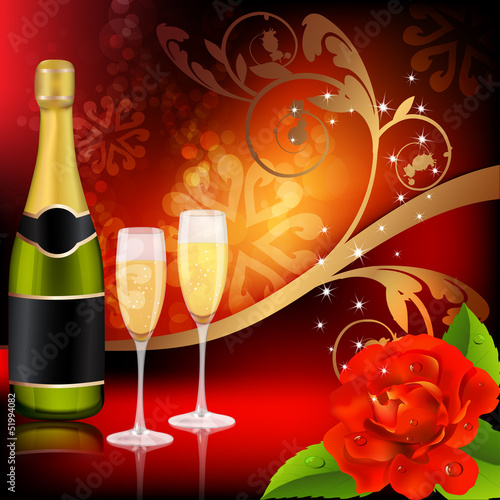 Champagne and roses
