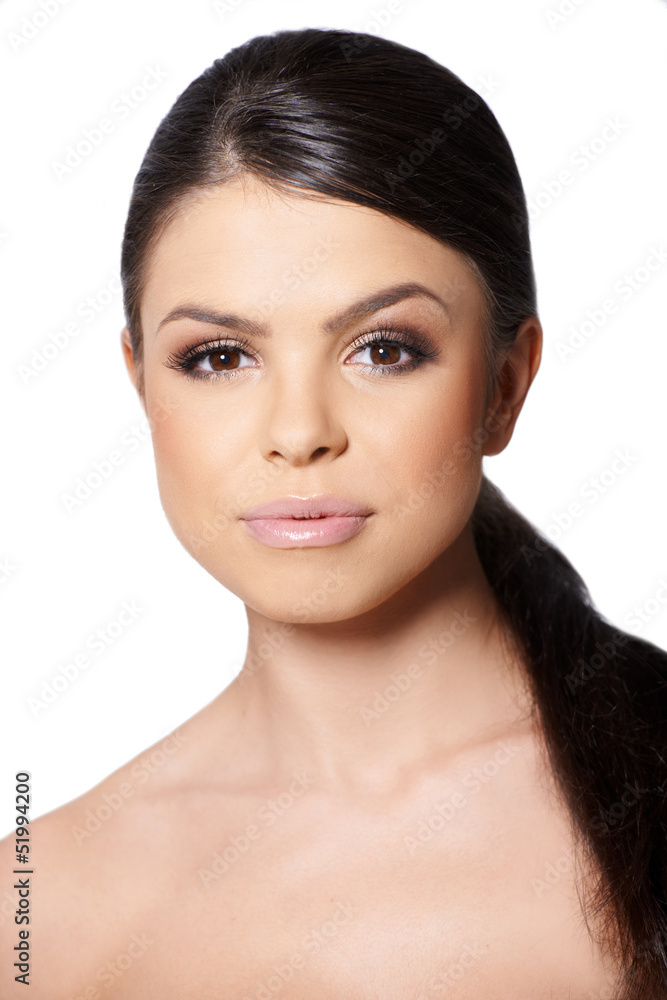 Portrait of brunette girl looking at camera Portrait of brunette girl looking at camera