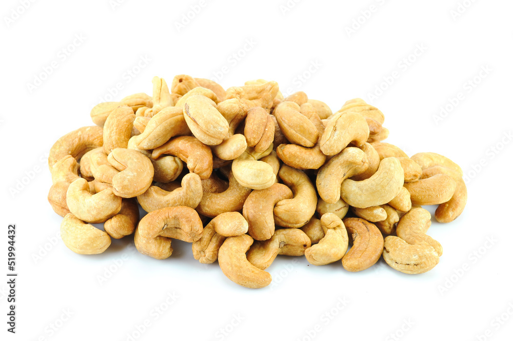 cashew nuts on white background cashew nuts on white background