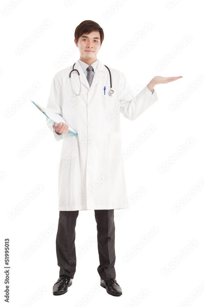 full length young Doctor presenting a copy space full length young Doctor presenting a copy space