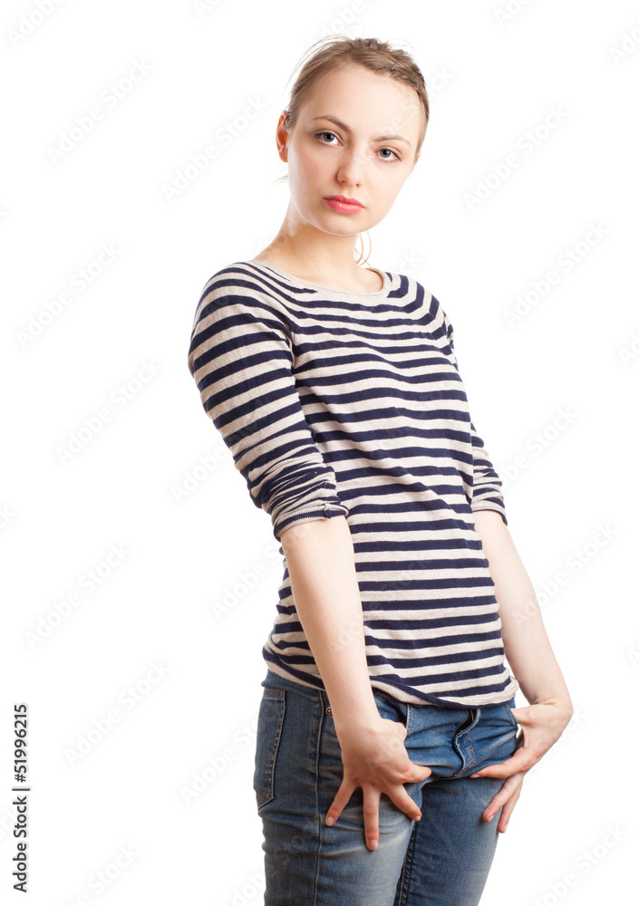 Waist up portrait of young blond woman Waist up portrait of young blond woman