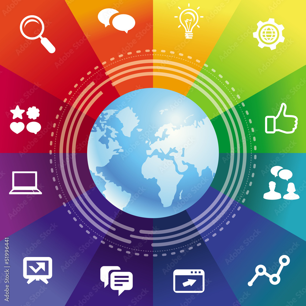 Vector internet concept with rainbow background Vector internet concept with rainbow background