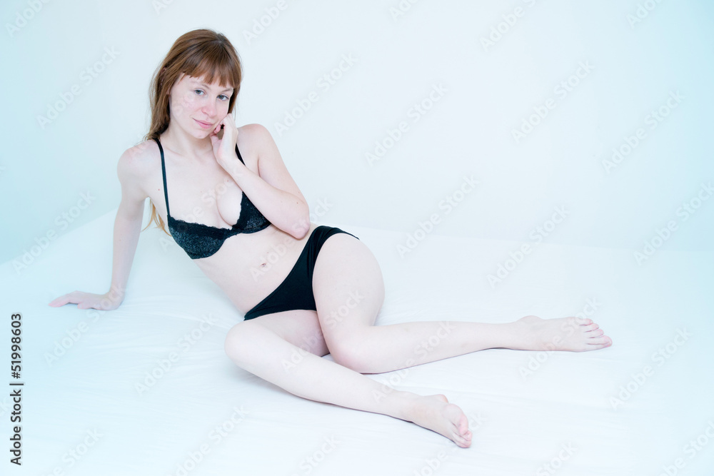 caucasian woman in lingerie