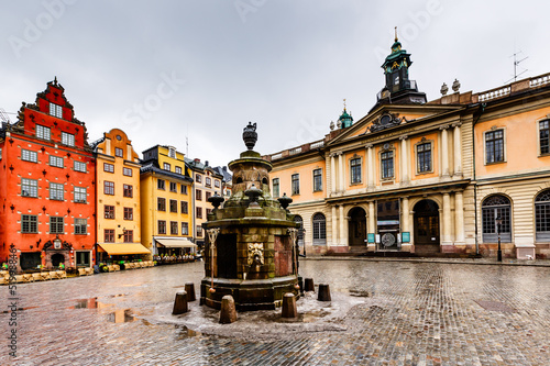 Photography Stortorget in Old City (Gamla Stan), the Oldest Square in Stockh
