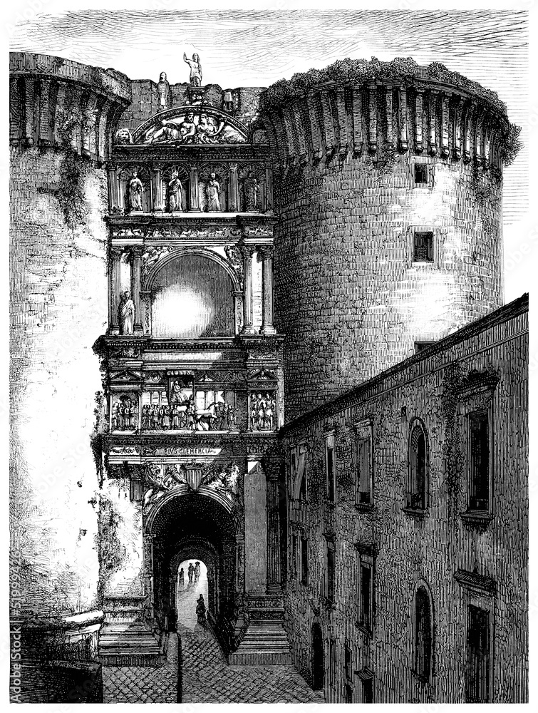 Naples : Castel-Nuovo - Architecture - View 19th century