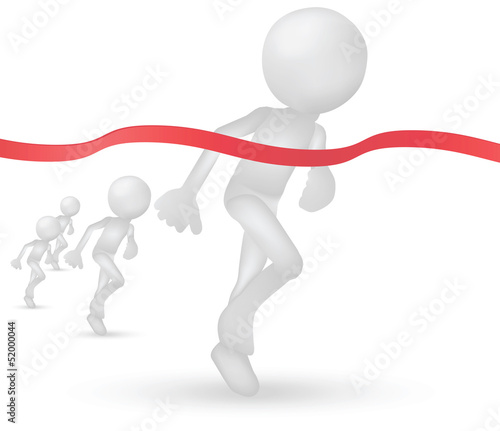 3d humans crossing the finishing line