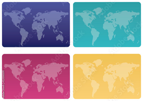 Credit cards with world map