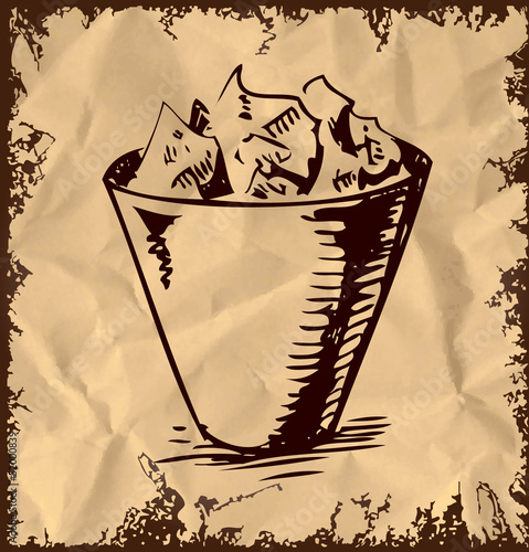 Trash bin isolated on vintage background