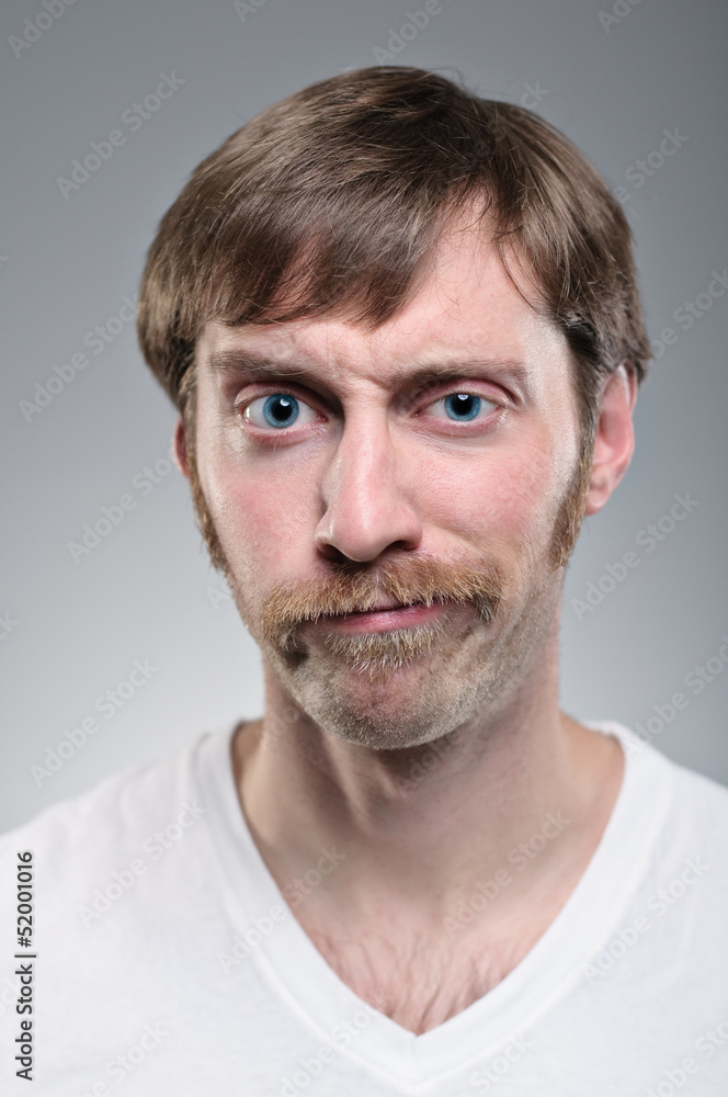 Caucasian Man With Mustache Smirking Caucasian Man With Mustache Smirking