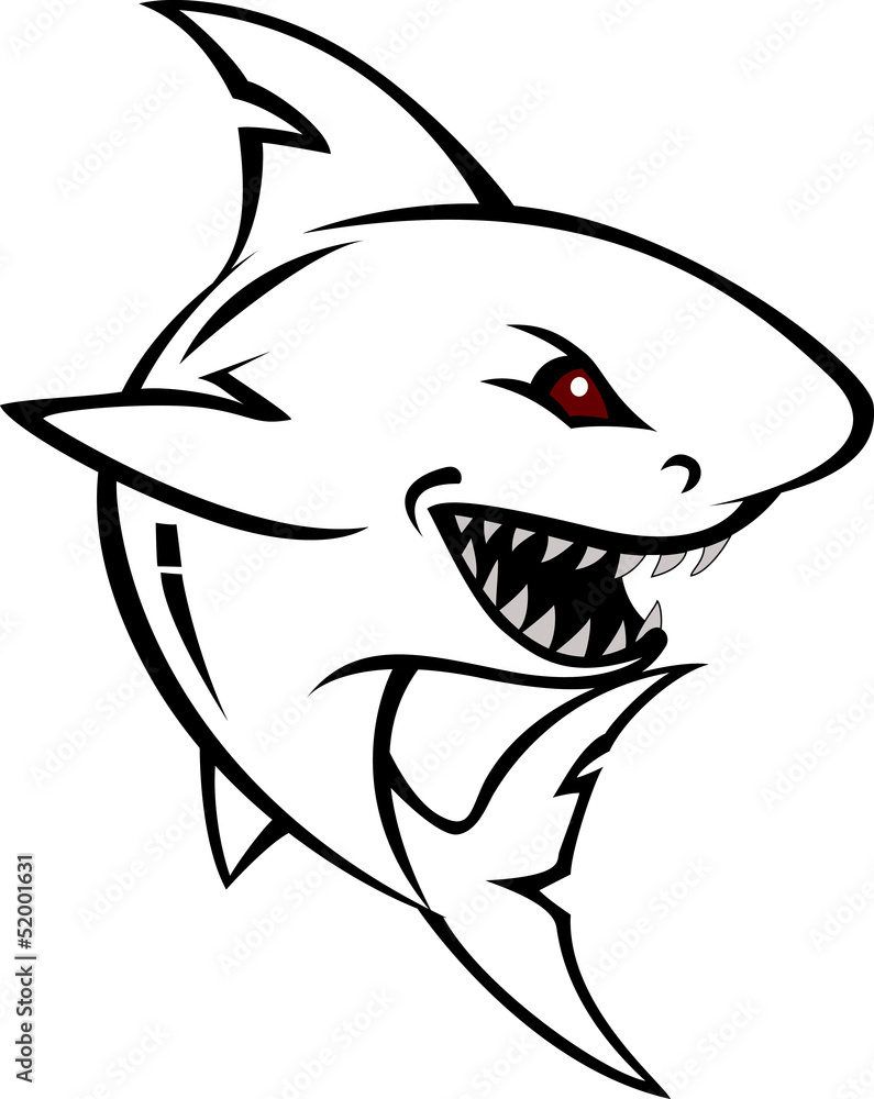 Obraz premium angry shark cartoon sketch