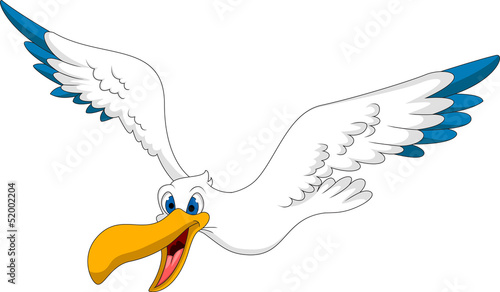Cartoon pelican fying