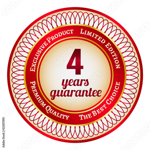 Label on 4 year guarantee