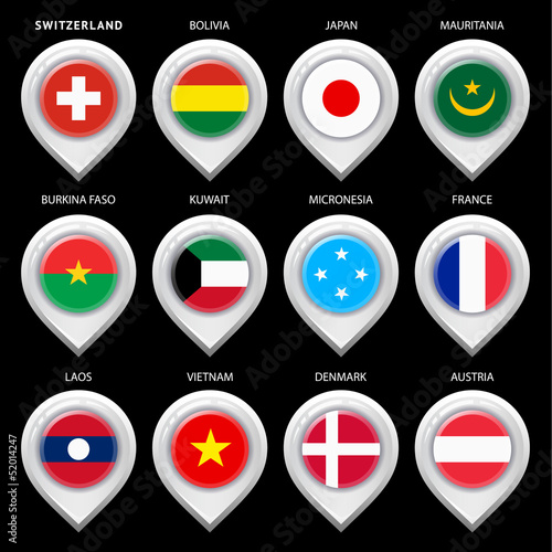 Map marker with flag-set first Free Download Map marker with flag-set first - GFXLoad