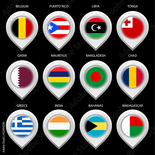 Map marker with flag-set ninth Free Download Map marker with flag-set ninth - GFXLoad