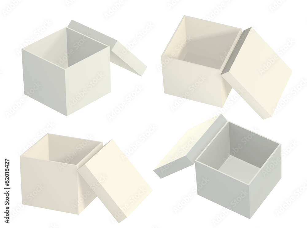 Set of open empty boxes Set of open empty boxes