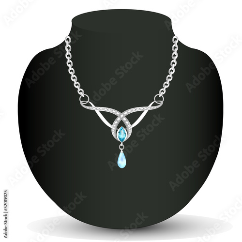 of necklace with blue jewels and pearls