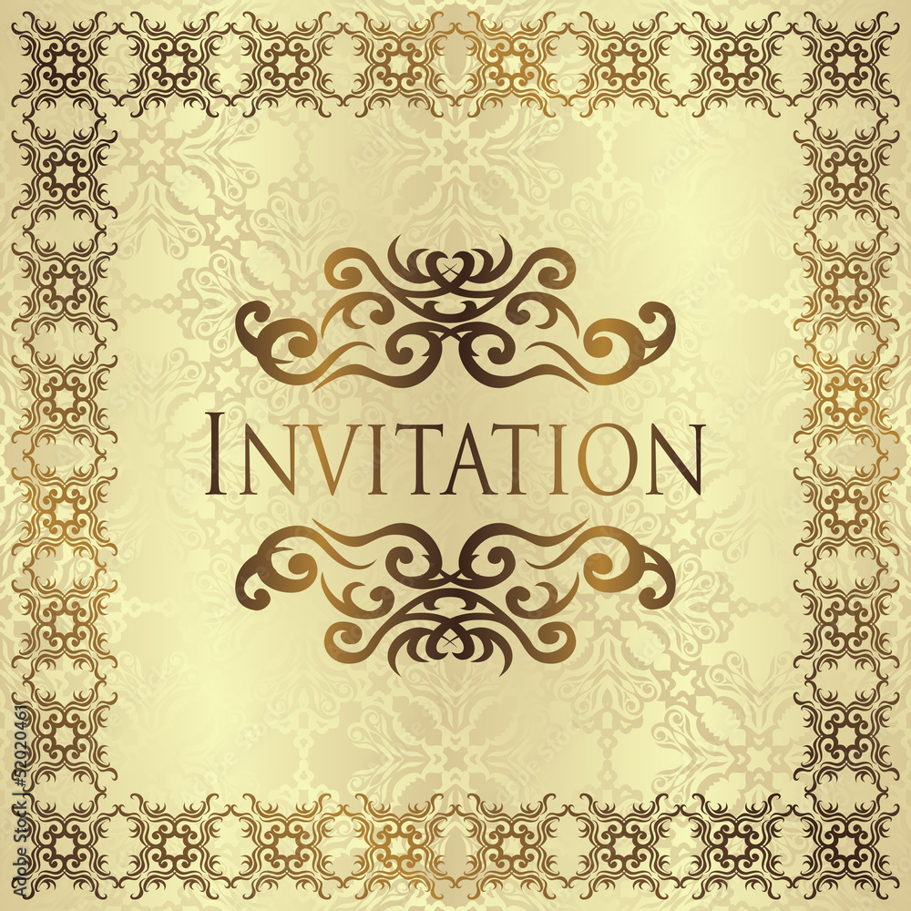 Seamless damask background with a frame. Retro style Seamless damask background with a frame. Retro style