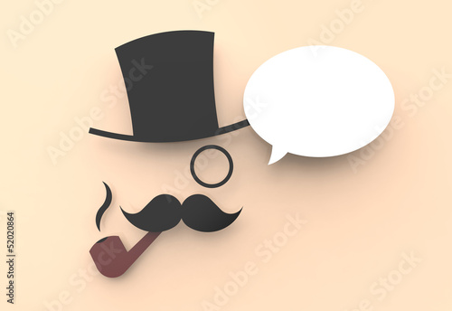 A wise man with top hat and pipe and a speech balloon.