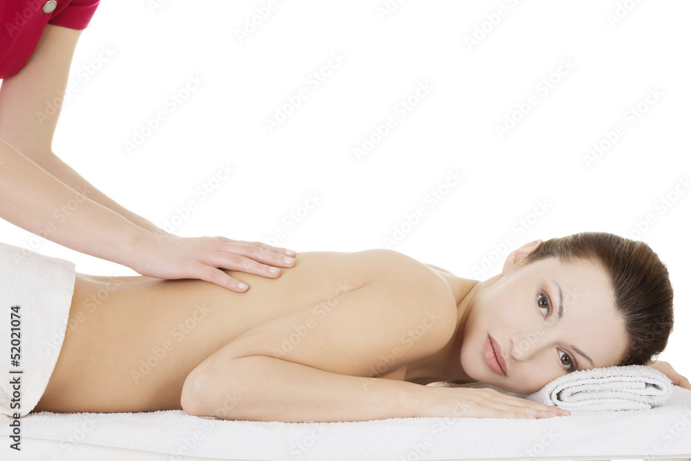 Preaty woman relaxing beeing massaged in spa Preaty woman relaxing beeing massaged in spa