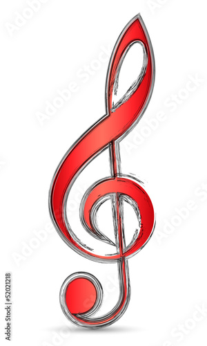 Roter Violinschlüssel mit Pinsel-Effekt