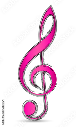 Pinker Violinschlüssel mit Pinsel-Effekt