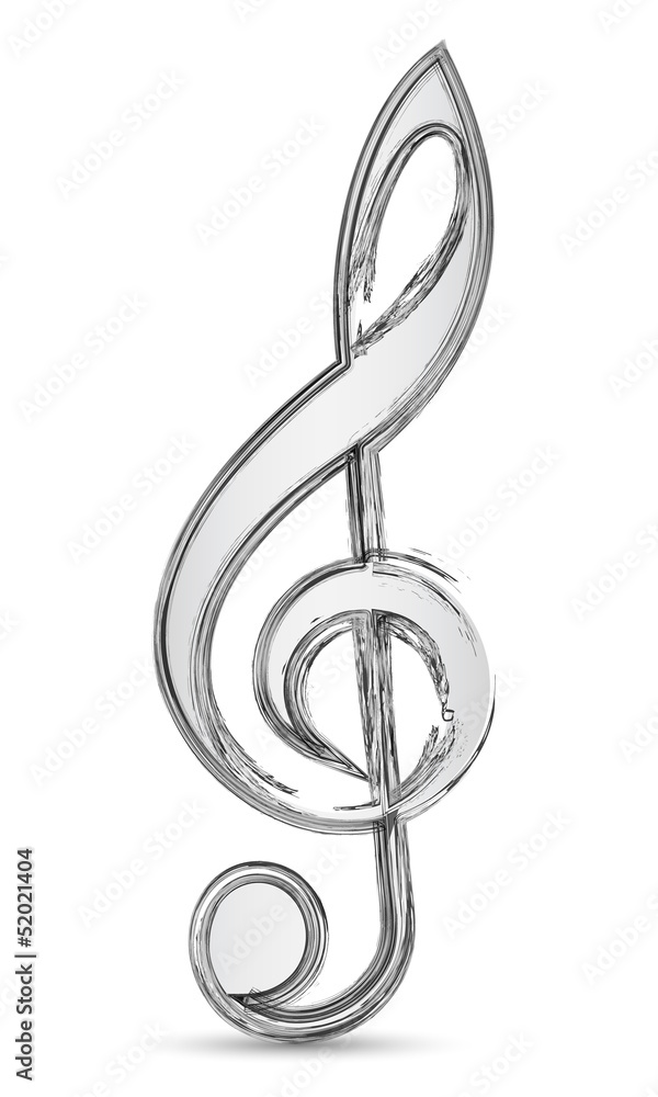 Weißer Violinschlüssel mit Pinsel-Effekt Weißer Violinschlüssel mit Pinsel-Effekt