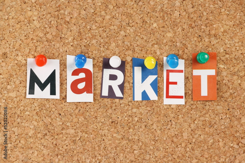 The word Market in cut out magazine letters The word Market in cut out magazine letters