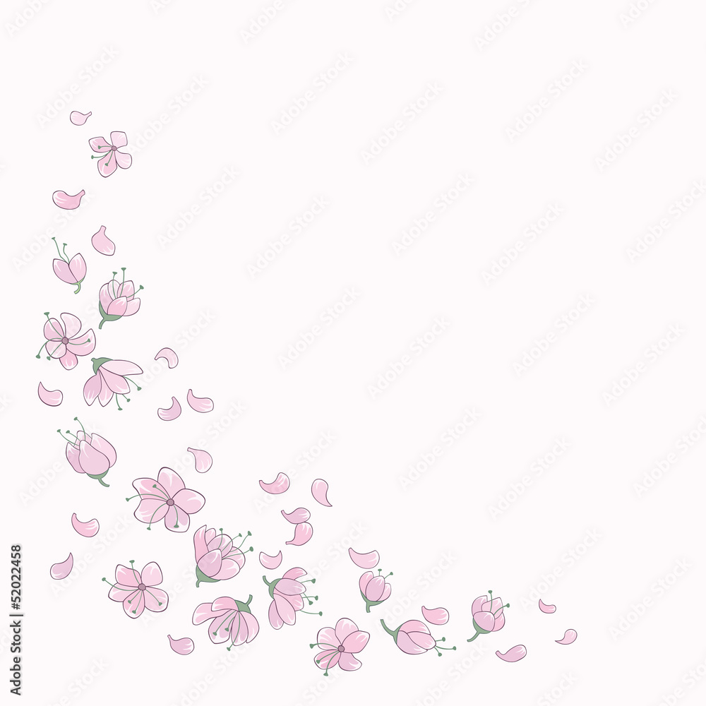 Fallende Blüten und Blütenblätter