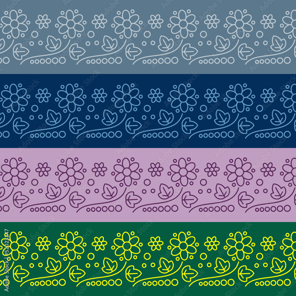 Abstract floral border set