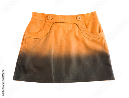 Obraz na płótnie Tie dye orange leather mini skirt