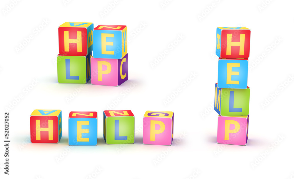 HELP spelled by abc cubes HELP spelled by abc cubes