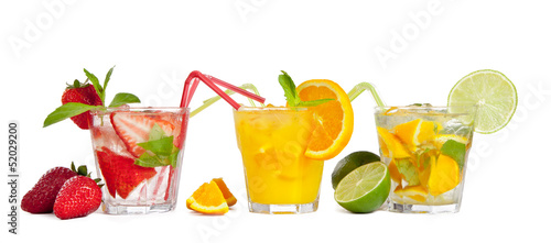 Fresh summer cocktails, isolated on white background #52029200