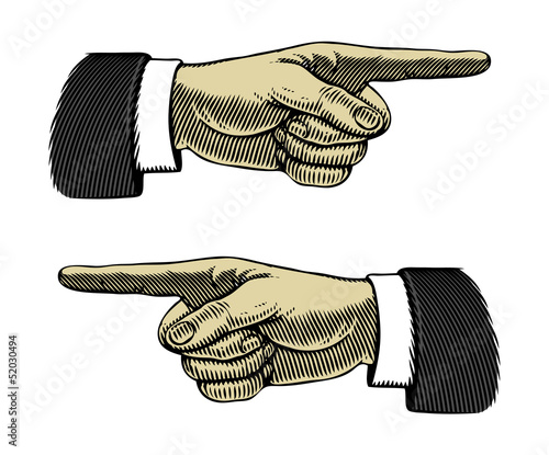 Hand with pointing finger left and right