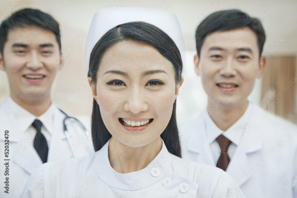 Portrait of Healthcare workers in China, Two Doctors and Nurse Portrait of Healthcare workers in China, Two Doctors and Nurse